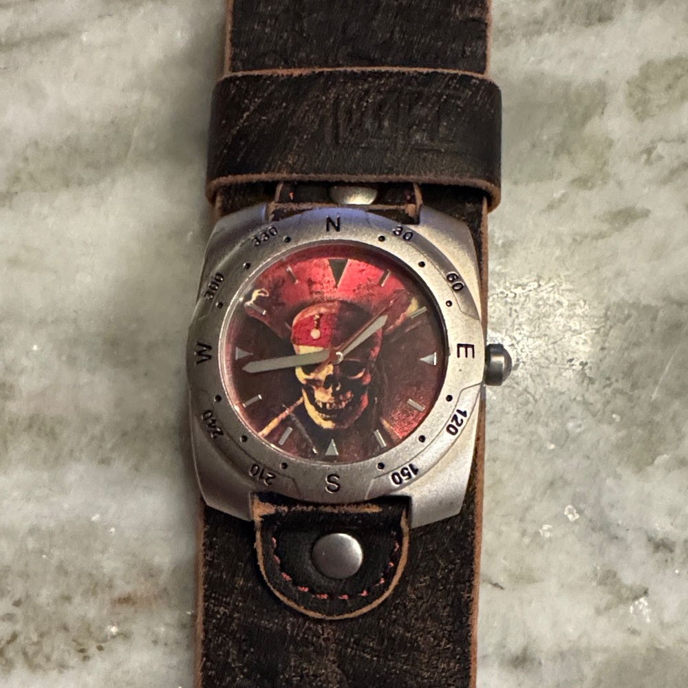 Pirates of the Caribbean Design Watch with Leather Strap